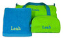 duffle bag, toiletry bag and towel