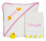 personalized hooded towel, burp cloth and rubber ducky