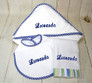 monogrammed baby hooded towel, burp cloth and baby bib