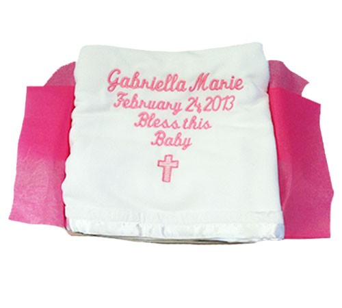 White Chicago Cubs Personalized Baby Blanket