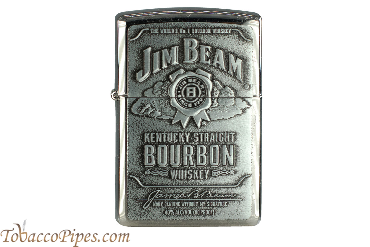 Zippo Spirits Jim Beam Pewter Emblem Chrome Lighter