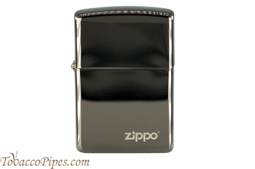 Zippo High Polish Ebony Logo Lighter