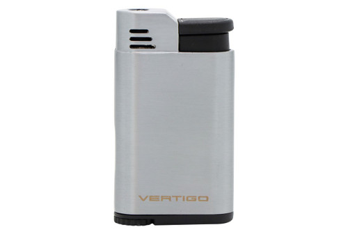 Vertigo Attache Single Torch Cigar Lighter - Brushed Chrome Front