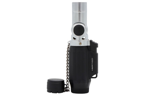 Vertigo Intimidator Quad Torch Cigar Lighter - Black/Chrome