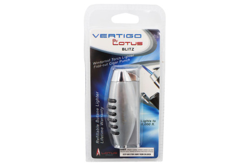 Vertigo Blitz Single Torch Cigar Lighter - Chrome