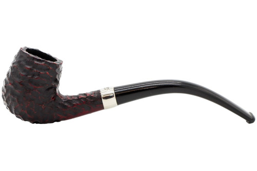 Peterson Junior Rusticated Nickel Mounted Bent Billiard Fishtail Tobacco Pipe