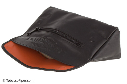 Black Leather Long Zipper Tobacco Pouch - Boswell Pipes