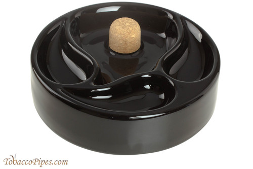 Savinelli Ceramic 3 Pipe Ashtray with Knocker - Black