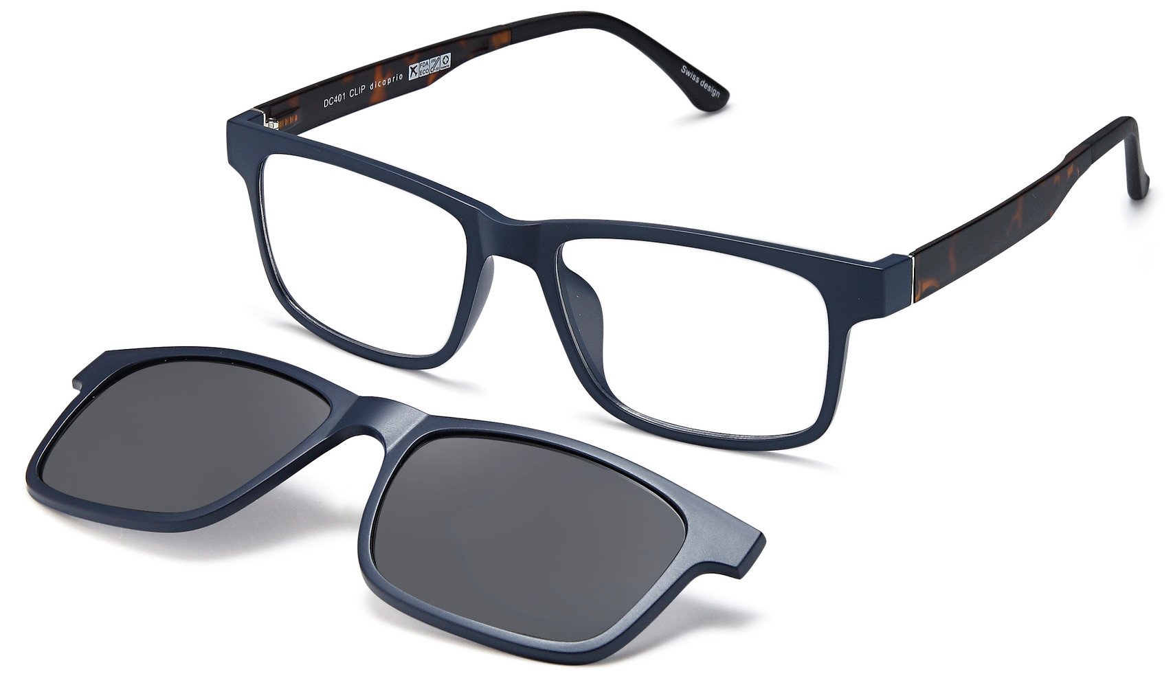Di Caprio 401 Blue Tortoise with Clip-on Shades