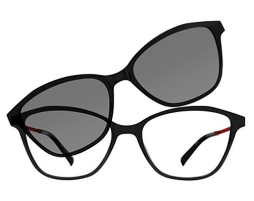 Vivid 6028 Shiny Black Red with Clip-on Shades
