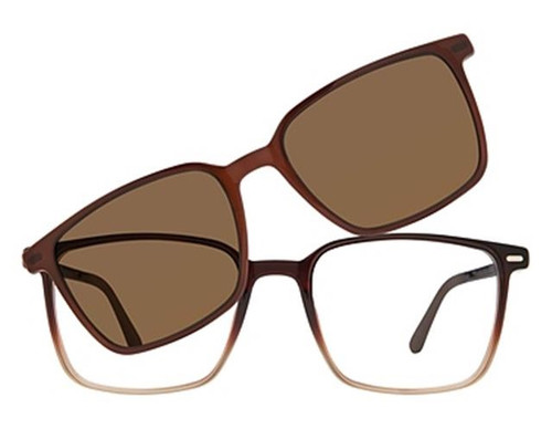 Vivid 6034 Dark Brown Gradient with Clip-on Shades | Vivid Eyewear