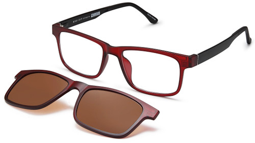 Di Caprio 401 Burgundy Black with Clip-on Shades