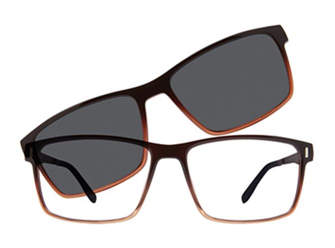 Vivid 6034 Dark Brown Gradient with Clip-on Shades | Vivid Eyewear