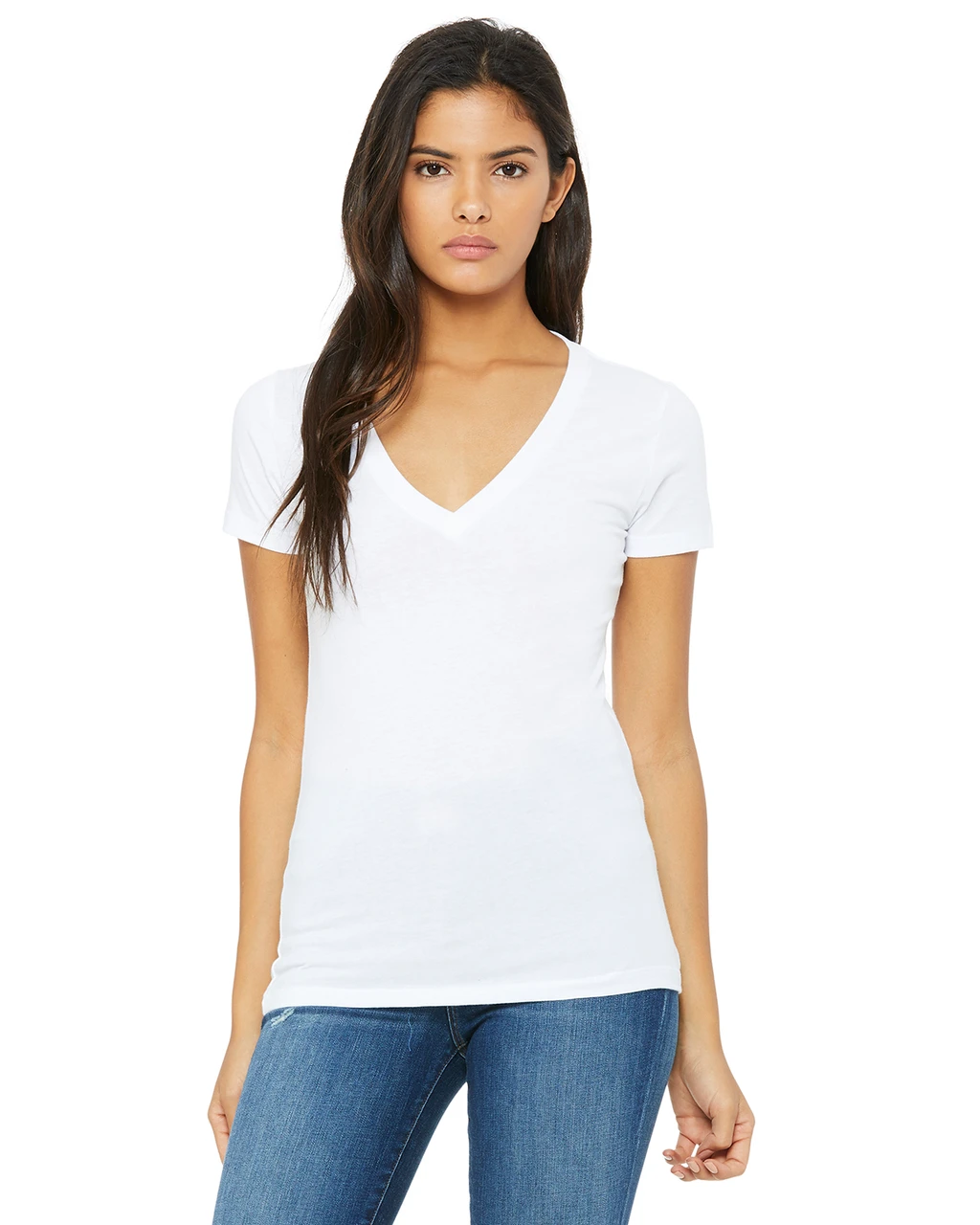 Bella + Canvas Ladies' Jersey Short-Sleeve Deep V-Neck T-Shirt