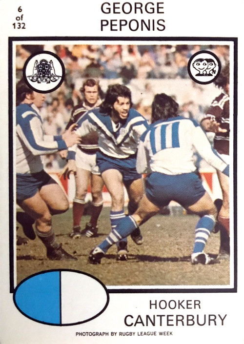 1975 Scanlens #06 GEORGE PEPONIS Canterbury Bulldogs Rugby League Card