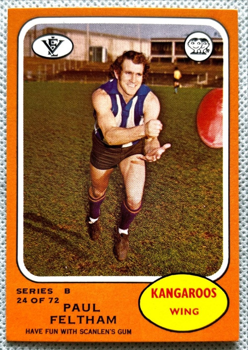 1973B SERIES VFL SCANLENS CARD 24 PAUL FELTHAM NORTH MELBOURNE