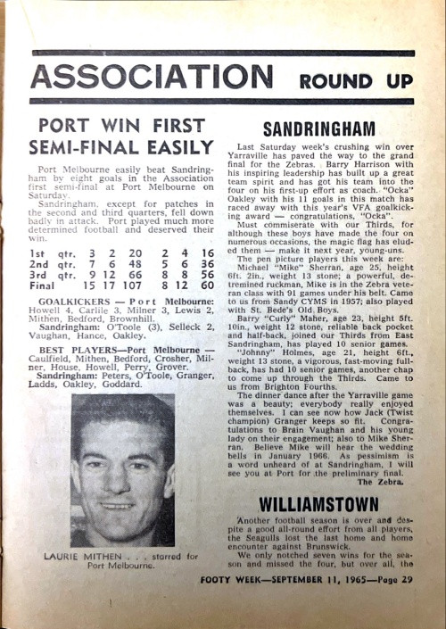 1965 SEPTEMBER 11, EDITION FOOTY WEEK BOOKLET MAGAZINE