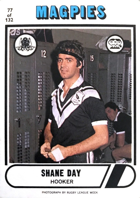 1976 Scanlens #77 SHANE DAY Western Suburbs Magpies Rugby League Card