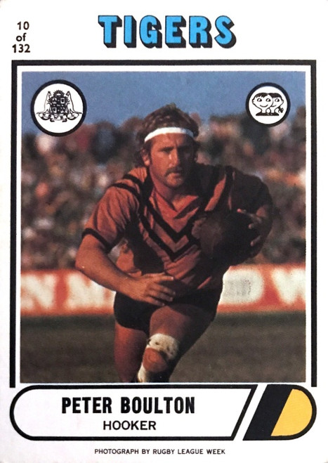 1976 Scanlens #10 PETER BOULTON Balmain Tigers Rugby League card