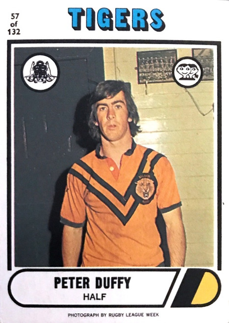 1976 Scanlens #57 PETER DUFFY Balmain Tigers Rugby League Card