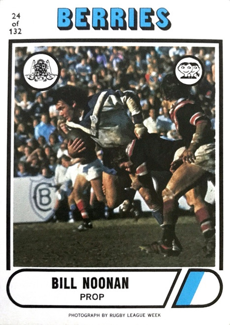 1976 Scanlens #24 BILL NOONAN Canterbury Bulldogs Rugby League Card