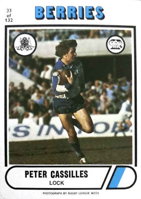 1976 Scanlens #33 PETER CASSILLES Canterbury Bulldogs Rugby League Card