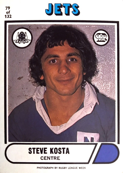 1976 Scanlens #79 STEVE KOSTA Newtown Jets Rugby League Card