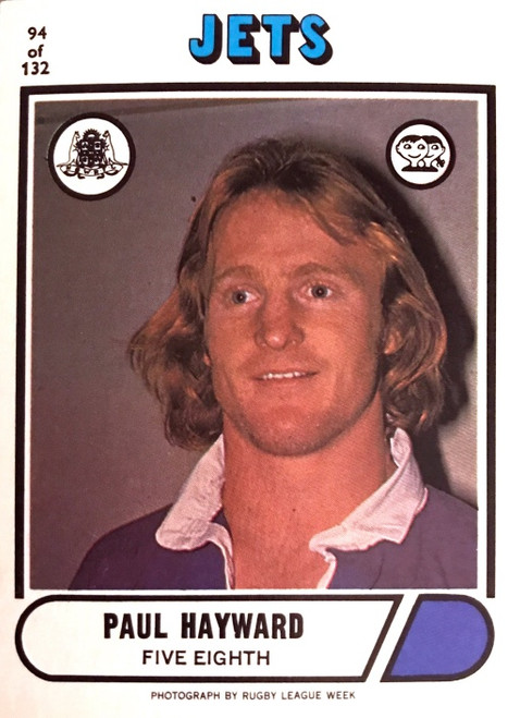 1976 Scanlens #94 PAUL HAYWARD Newtown Jets Rugby League Card