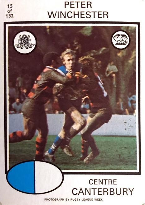 1975 Scanlens #15 PETER WINCHESTER Canterbury Bulldogs Rugby League Card