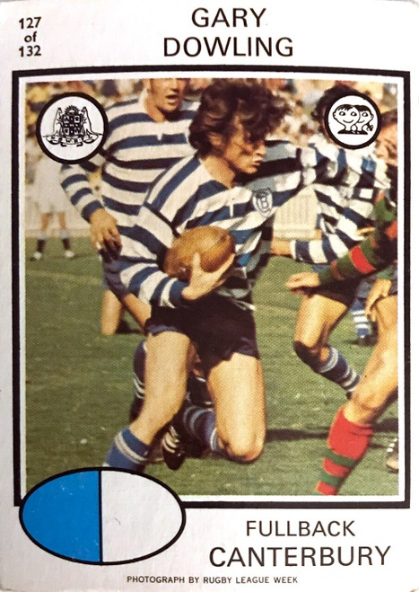 1975 Scanlens #127 GARY DOWLING Canterbury Bulldogs Rugby League Card