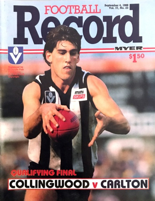 1988 COLLINGWOOD V CARLTON Qualifying Final Football Record