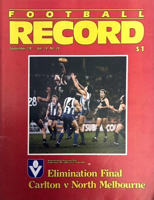 1985 CARLTON V NORTH MELBOURNE Elimination Final Football Record