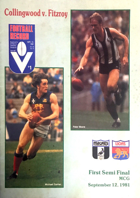 1981 COLLINGWOOD V FITZROY 1ST Semi Final Football Record