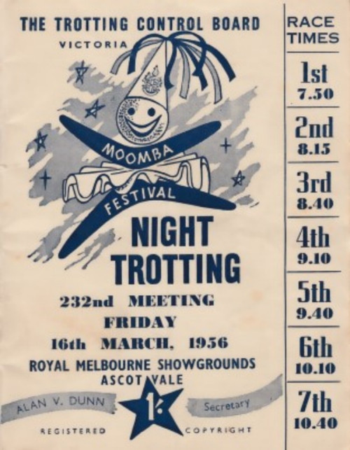 ROYAL MELBOURNE SHOWGROUNDS MOOMBA CUP MEETING 16th MARCH 1956 RACEBOOK