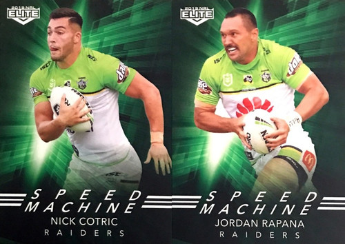 2019 NRL ELITE COTRIC & RAPANA CANBERRA RAIDERS SPEED MACHINE CARDS