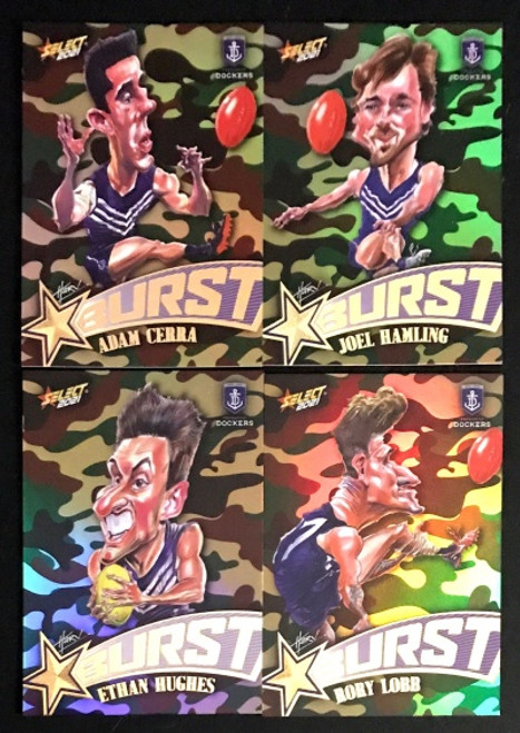 2021 AFL SELECT FOOTY STARS FREMENTLE DOCKERS CAMO STARBURST CARICATURE SET