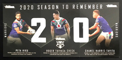 2021 NRL TLA TRADERS NEW ZEALAND WARRIORS  2020 SEASON TO REMEMBER CARDS