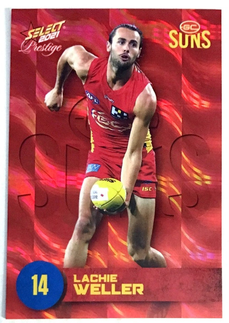 2021 AFL PRESTIGE ORANGE RED PARALLEL CARD- LACHIE WELLER GOLD COAST SUNS