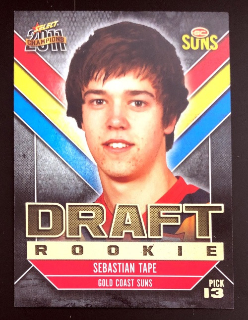 2011 Select AFL Champions Rookie Card SEBASTIAN TAPE Gold Coast Suns