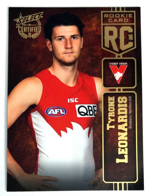 2016 AFL Select Certified Rookie Card TYRONE LEONARDIS Sydney Swans