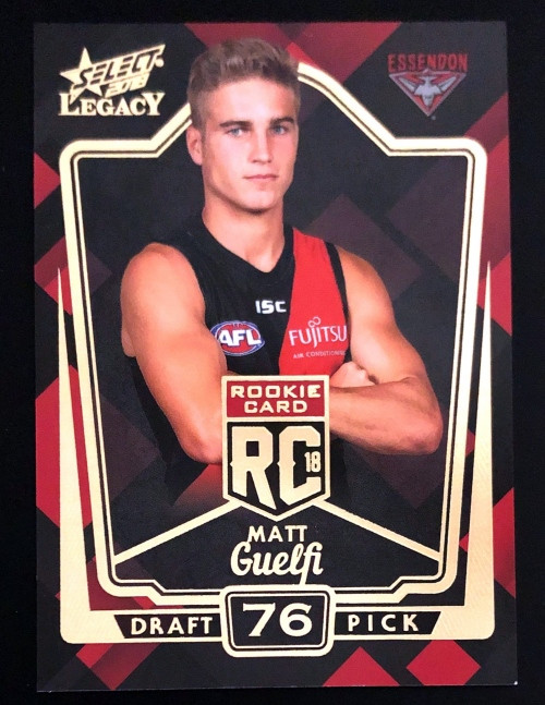 2018 AFL Select Legacy Rookie Card MATT GUELFI Essendon Bombers