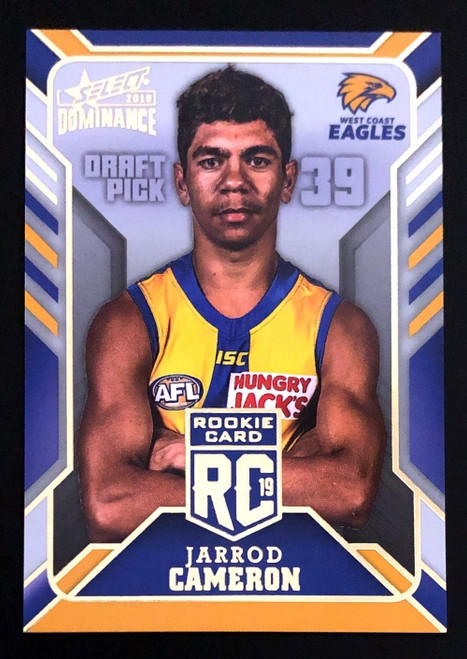 2019 AFL Select Dominance Rookie Card JARROD CAMERON West Coast Eagles