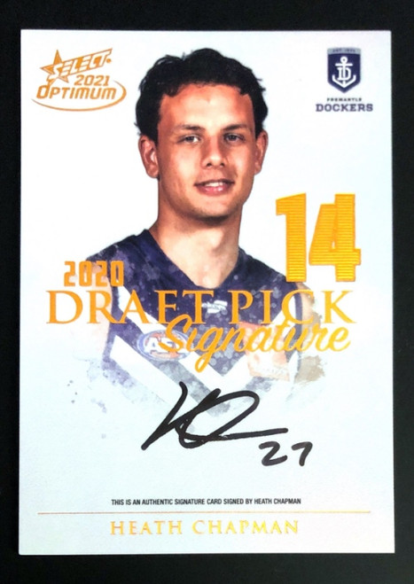 2021 AFL Select Optimum Copper Draft Pick Signature- HEATH CHAPMAN FREMANTLE DOCKERS DPSC14