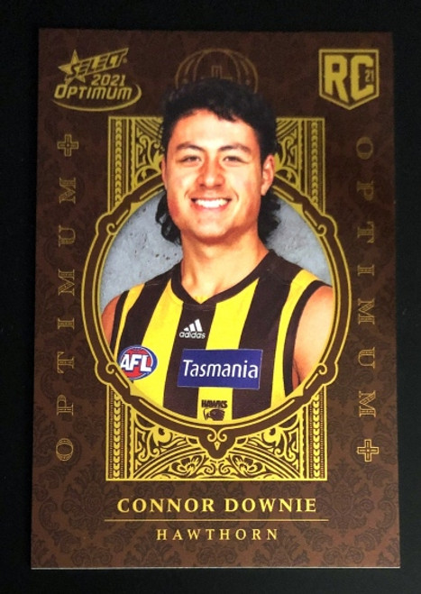 2021 AFL SELECT OPTIMUM PLUS Hawthorn Hawks CONNOR DOWNIE Rookie Card OP198