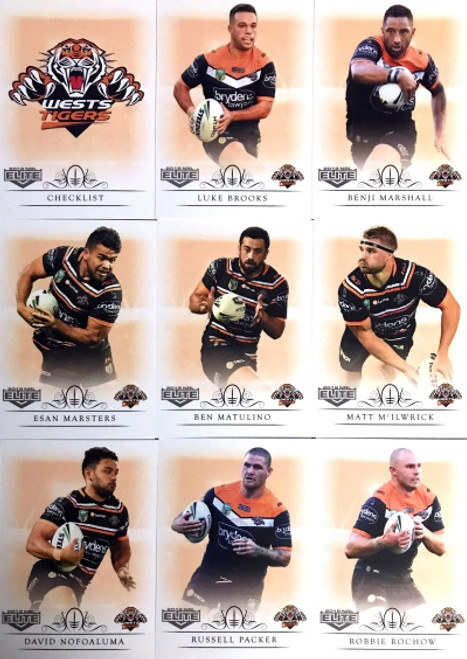 2018 NRL ELITE WESTS TIGERS 9 CARD MINI TEAM SET