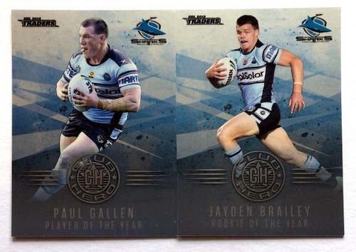 2018 NRL TRADERS PAUL GALLEN & JAYDEN BRAILEY Cronulla Sharks Club Heroes