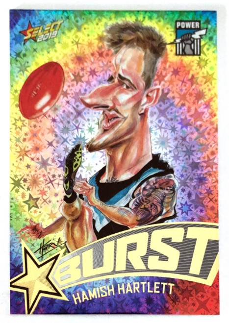 2019 AFL Footy Stars HAMISH HAMLETT Port Adelaide PowerTye Dye  Starburst Caricature card