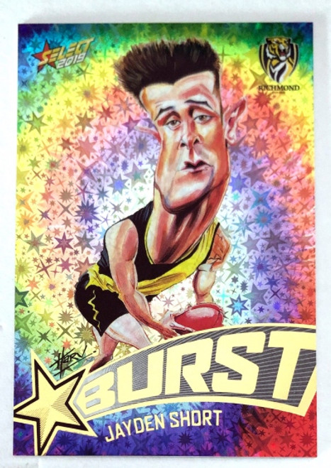 2019 AFL Footy Stars JAYDEN SHORT Richmond Tigers Tye Dye  Starburst Caricature card