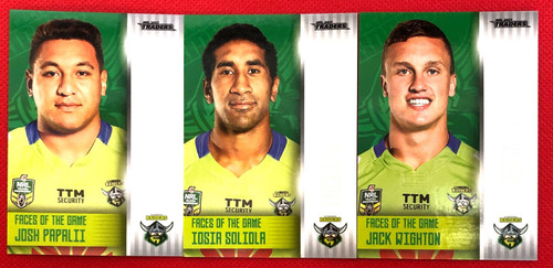 2017 NRL TRADERS SERIES CANBERRA RAIDERS FACES OF THE GAME CARDS