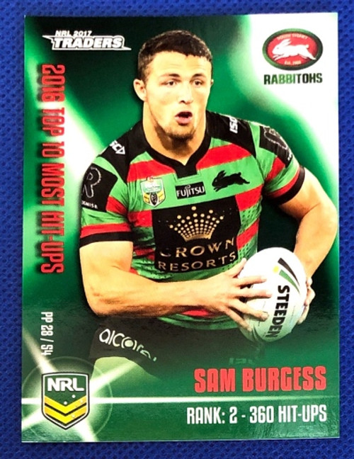 2017 NRL TRADERS SAM BURGESS SOUTH SYDNEY RABBITOHS PIECES OF THE PUZZLE CARD  PP28/54